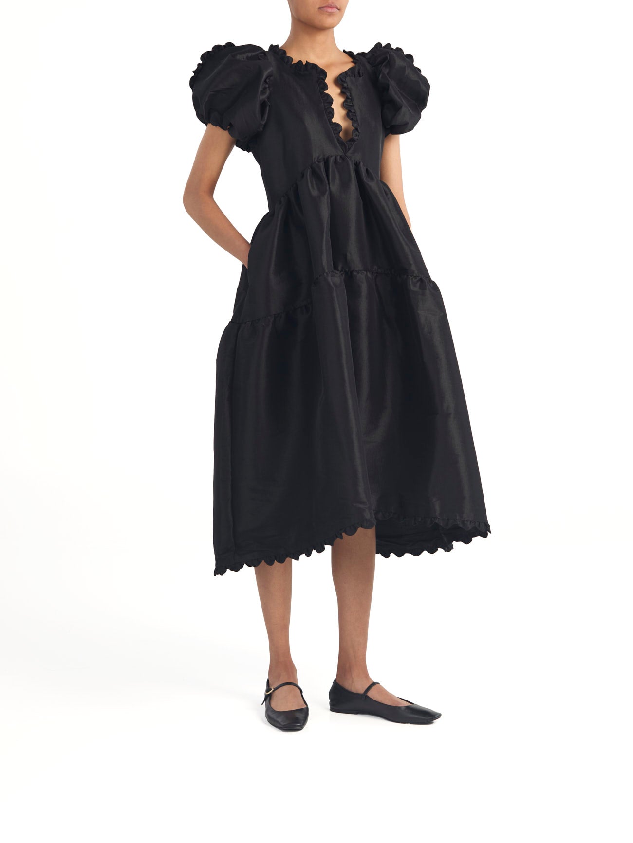 Leana Dress Black Taffeta – Kika Vargas