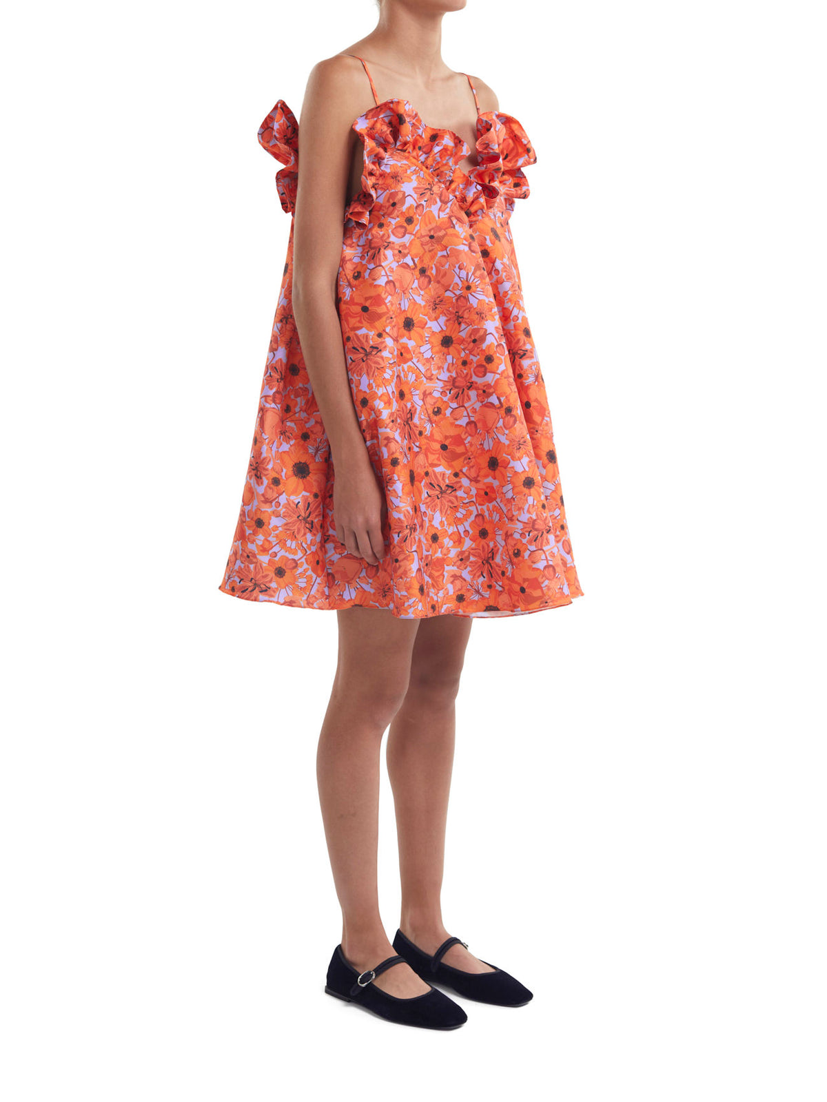 Joan Dress Orange Daisy Taffeta