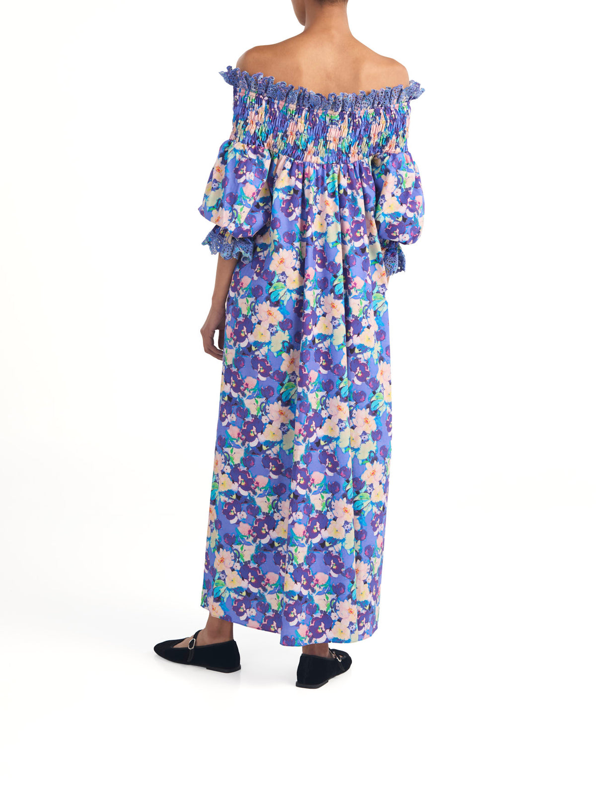 Exclusive Ira Dress Blue Pansy Cotton