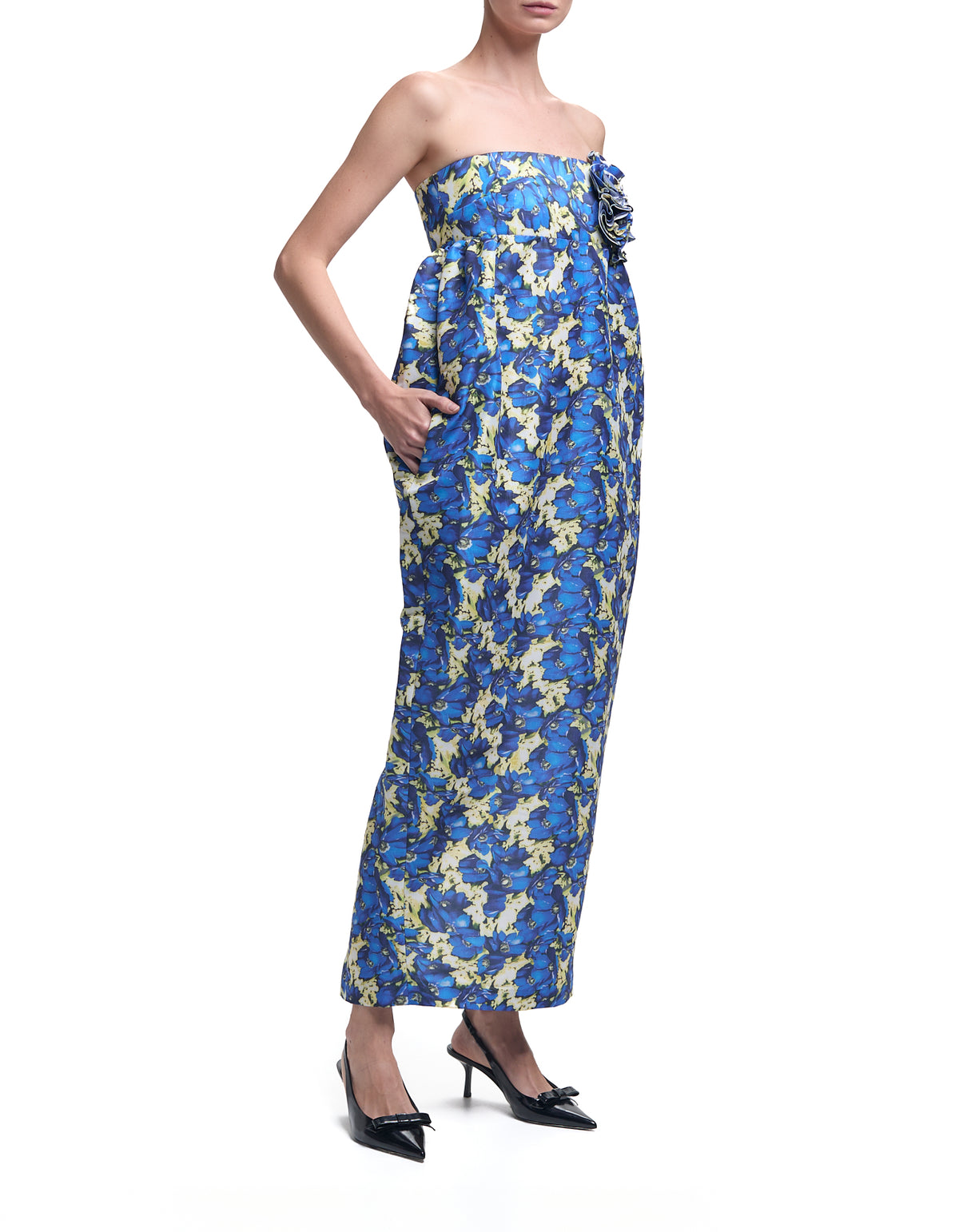 Exclusive Rosetta Dress Blue Garden Taffeta