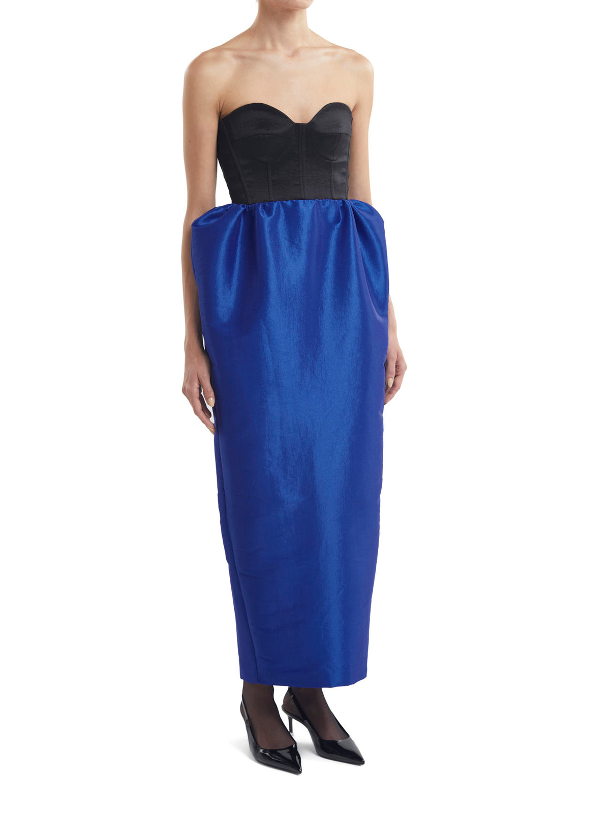 Halima Dress Black & Blue Taffeta