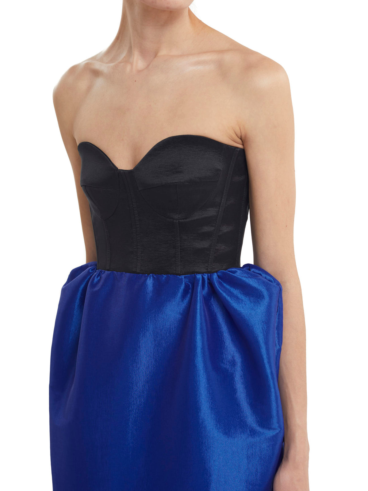 Halima Dress Black & Blue Taffeta