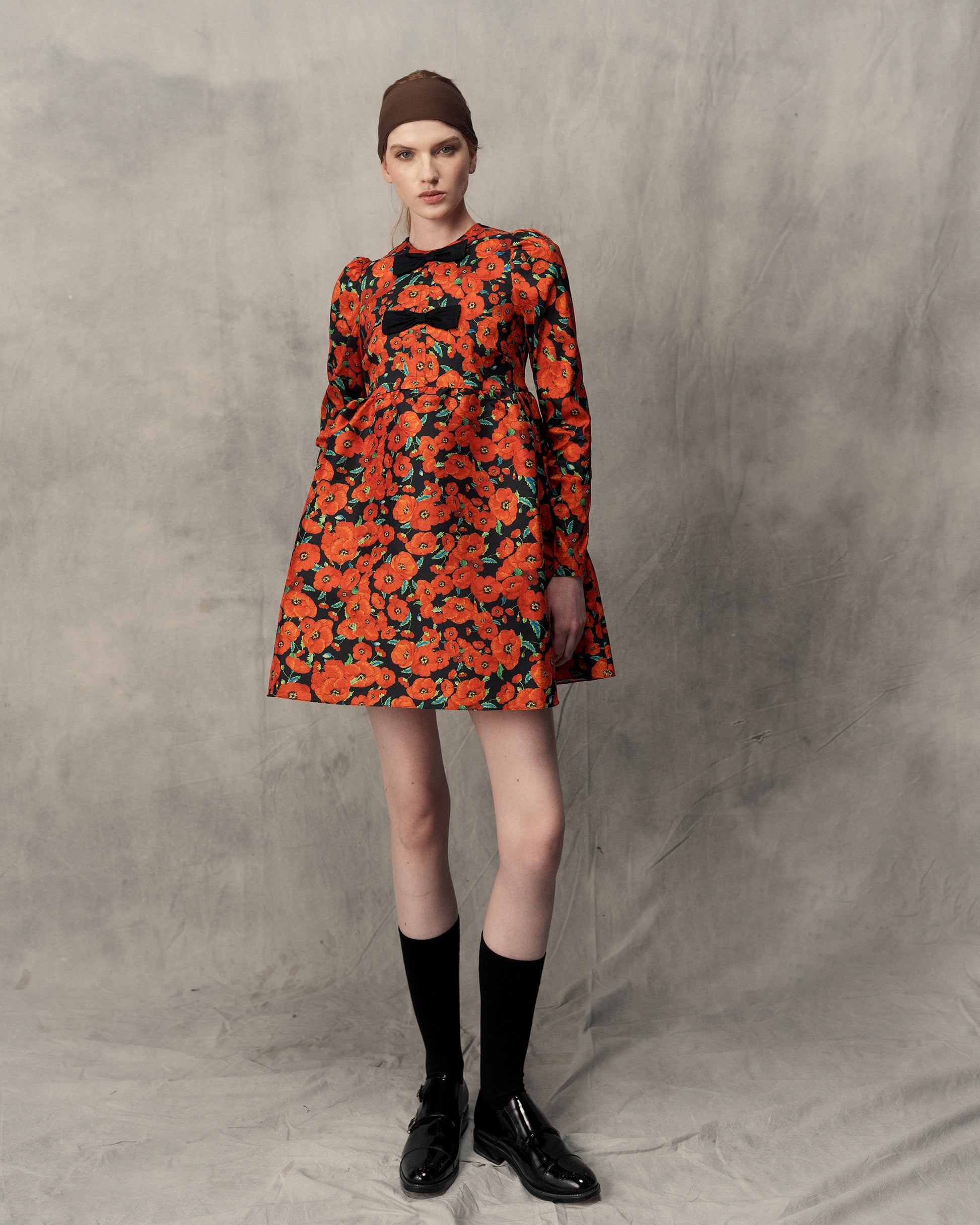 kika vargas orange dress Judy Floral-print Taffeta Maxi Dress