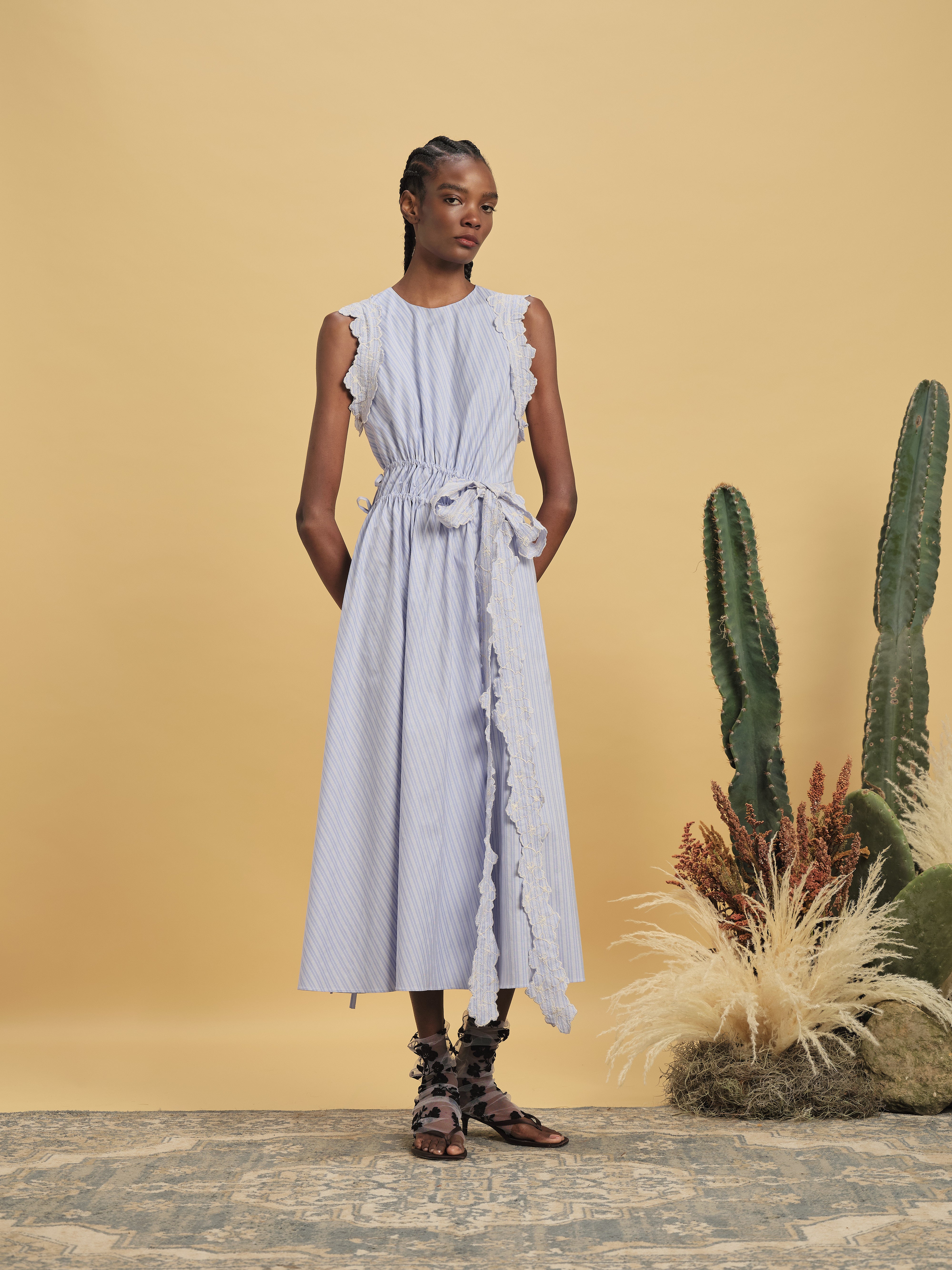 HANNA DRESS BLUE STRIPES COTTON – Kika Vargas