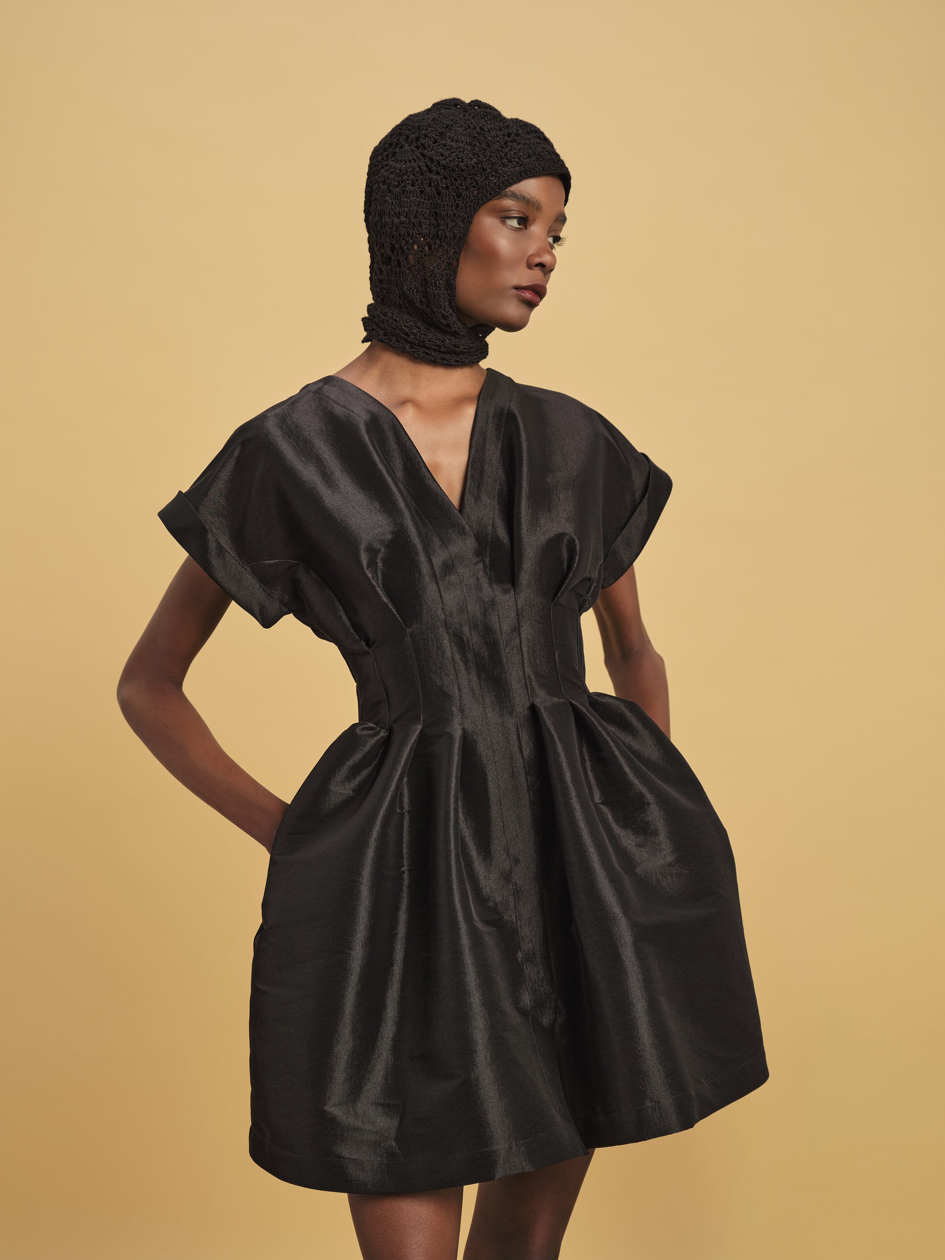BILLIE DRESS BLACK TAFFETA