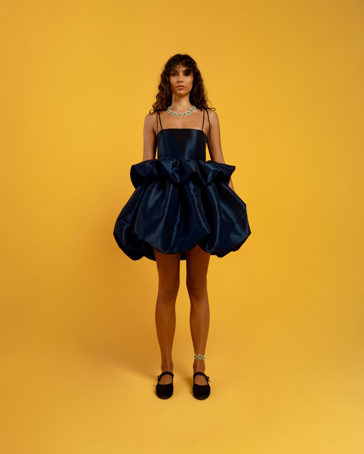 Serena Dress Navy Taffeta