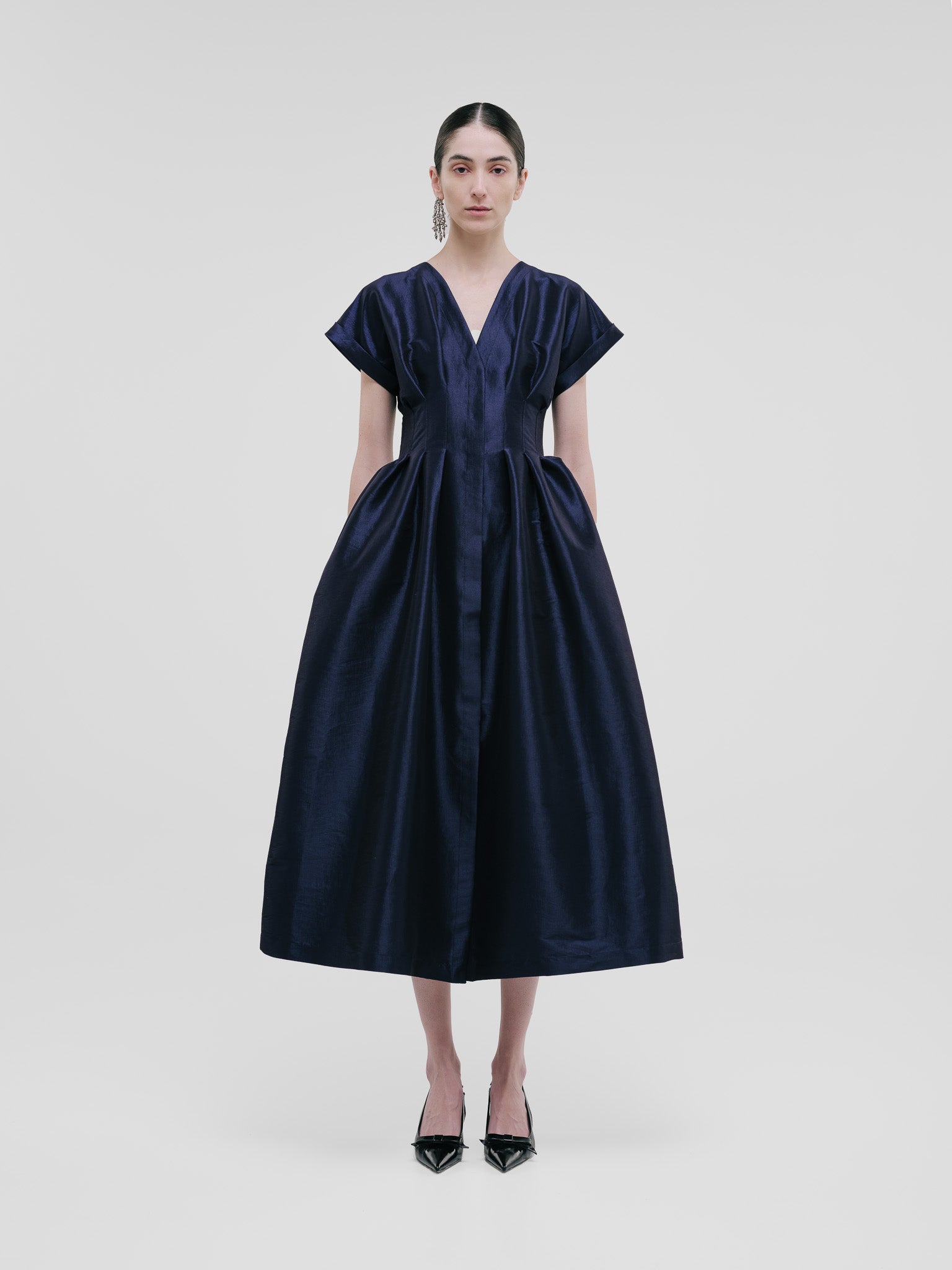 TSIGE DRESS NAVY TAFFETA